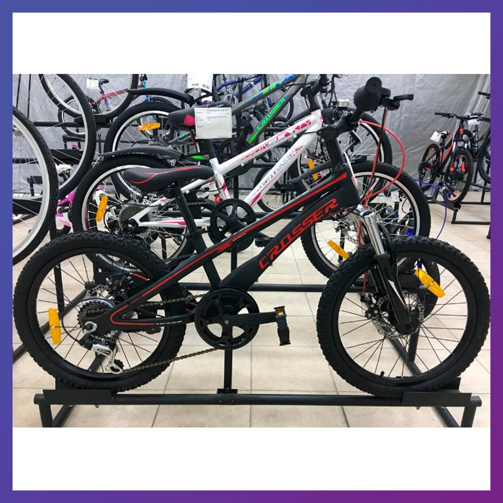 Велосипед дитячий на магнієвої рамі Crosser MTB 20" зріст 130-150 см вік 7 до 11 років чорно-червоний
