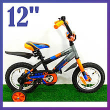 Велосипед дитячий двоколісний Azimut Stitch 12" зростання 80-105 см вік 2 до 5 років помаранчевий