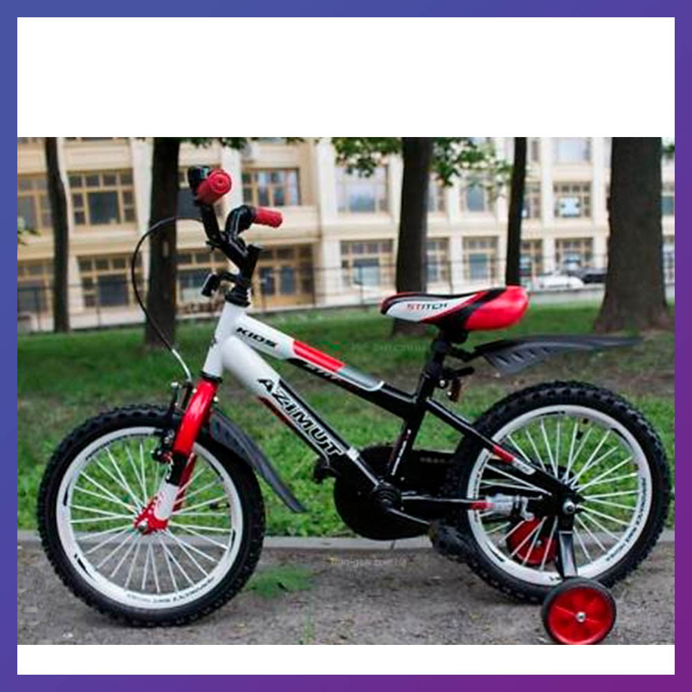 Велосипед дитячий двоколісний Azimut Stitch 16" зростання 100-120 см вік 4 до 7 років червоний
