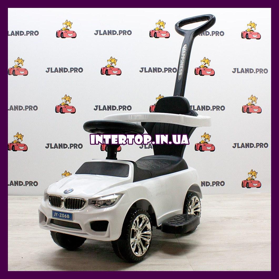 Дитяча толокар каталка Bambi BMW 2в1 з бампером і батьківською ручкою білий