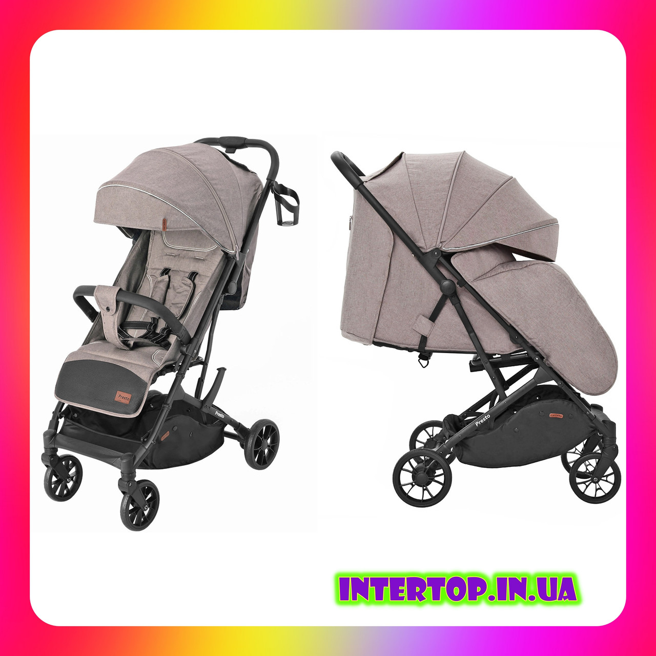 Дитяча прогулянкова коляска CARRELLO Presto CRL-9002 Powder Beige + дощовик бежевий колір. Дитячий візок