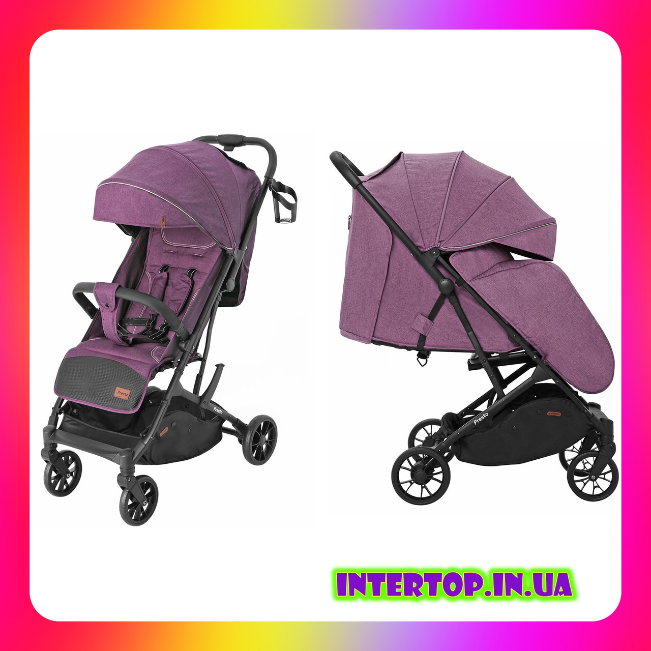 Дитяча прогулянкова коляска CARRELLO Presto CRL-9002 Indigo Purple пурпурний колір. Дитячий візок
