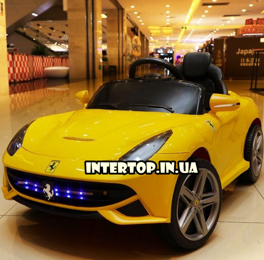 Дитячий електромобіль Ferrari на пульті, М 3176 жовтий. Машина на пульті Феррарі