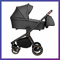 Детская универсальная коляска CARRELLO Epica CRL-8510/1 (2in1) темно-серая с черной рамой EVA колеса +дождевик