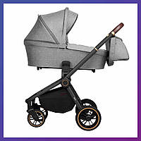 Дитяча універсальна коляска CARRELLO Epica CRL-8510/1 (2in1) сіра з чорною рамою EVA колеса + дощовик