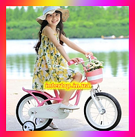 Детский двухколесный велосипед с корзинкой Royal Baby Little Swan 18 дюймов, розовый. Для девочки 5-9 лет