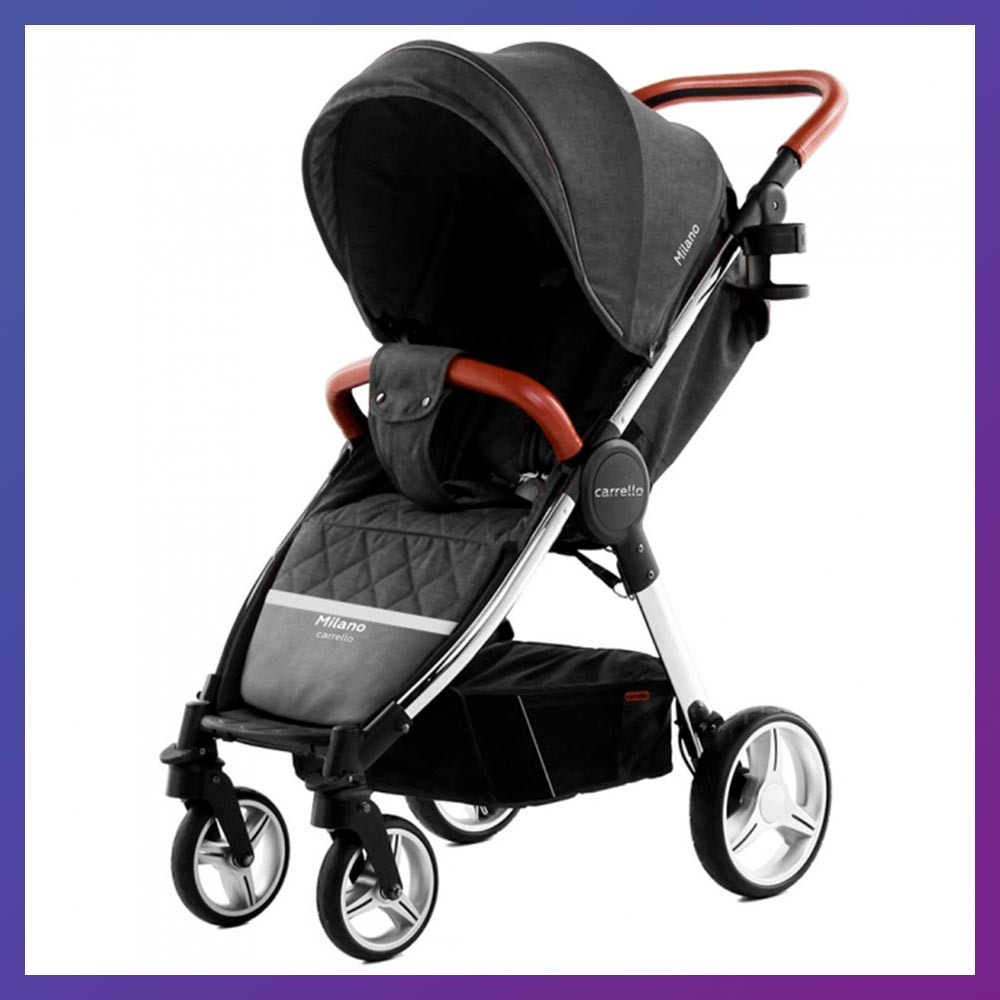 Дитяча прогулянкова коляска - книжка з регульованою спинкою CARRELLO Milano CRL-5501 Solid Grey темно-сіра