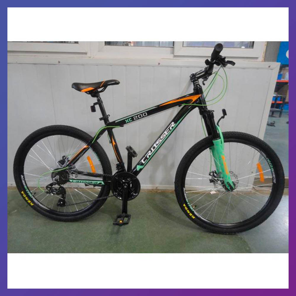 Велосипед гірський двоколісний одноподвесный на алюмінієвій рамі Crosser Boy 26 дюймів 16,9" рама чорно-зелений