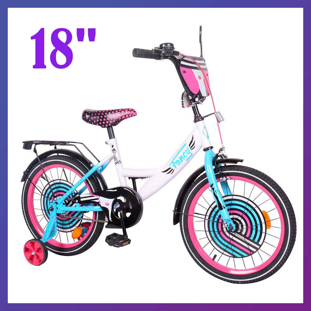 Дитячий двоколісний велосипед Tilly Fancy T-218214 білий 18 дюймів для дітей 5-8 років зростанням 110-130 см