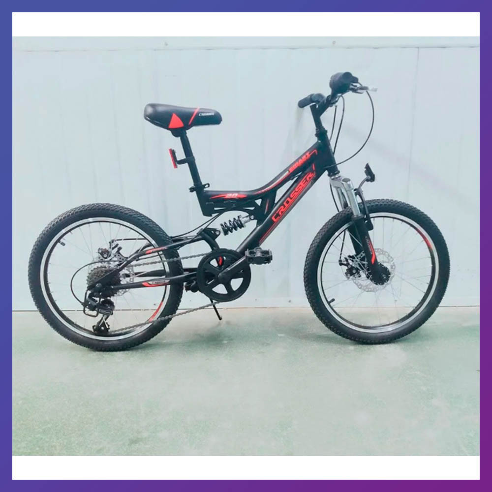 Велосипед дитячий швидкісний Crosser Smart 20 дюймів зріст 130-150 см вік від 7 до 11 років чорно-червоний