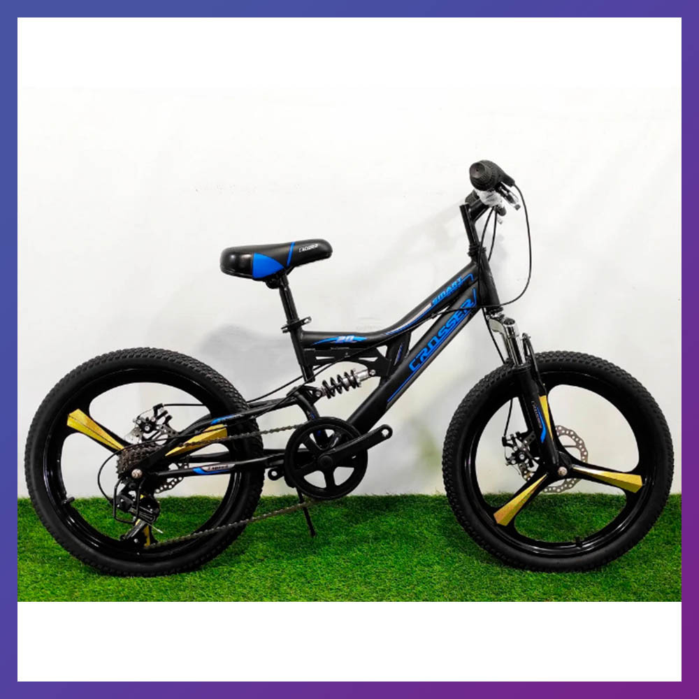 Велосипед дитячий на литих колесах Crosser Smart Premium 20" зріст 130-150 см вік 7 до 11 років чорно-синій