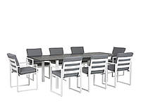 Садовый столовый гарнитур и 8 стульев серый PANCOLE