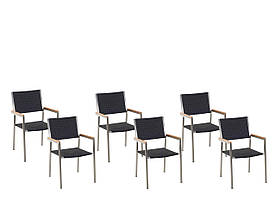 Набір з 6 садових стільців з чорного ротанга GROSSETO