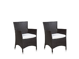 Набір з 2 садових стільців з ротанга Коричневий ІТАЛІЯ