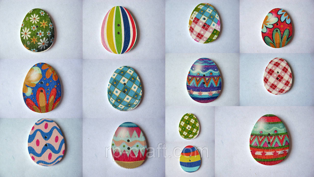 Гудзик дерев'яний. Великоднє яйце, 23х31 мм, фото 1