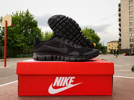 Чоловічі кросівки Nike Free Run 3.0 v3 чорні легка сітка, фото 1