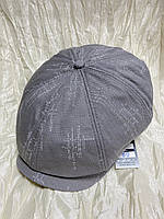 Мужская летняя кепка восьмиклинка лён с хлопком и вискозой серая 60 см