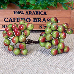 Ягоди декоративні на дроті - калина 12 мм, червоно-зелені
