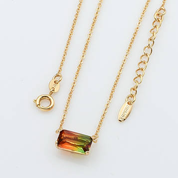 XUPING Кольє Позолота 18 к з різнобарвним цирконом Довжина 45.5+4 см Ширина 0.1 см, Кулон Висота 0.6 см, Ширина 1 см