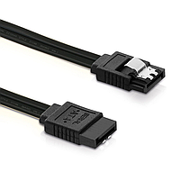 Шнур SATA data CC-Ls 7pin-7pin 40 см прямой штекер с защелкой, черный ATA 26awg 21149