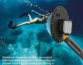 Купол поплавок для підводної зйомки для GOPRO 8 BLACK (DOME PORT) Telesin, фото 3