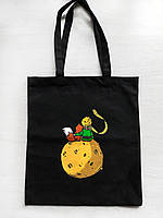 Эко-сумка шоппер Маленький принц с лисой с рисунком ручная роспись, ручная работа