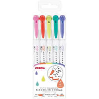 Zebra Mildliner Вrush Pens набор из 5 цветов №5 WFT8-5C-HC