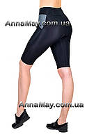 Велосипедки спортивные женские для тренировок, летние женские шорты с карманам Valeri 1236 с серым