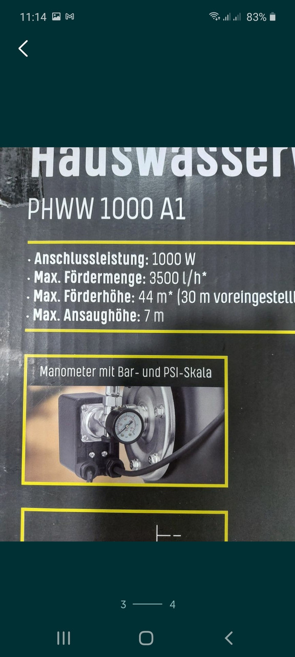 купить Автоматична PHWW Parkside 1000 (ID#1406038983), станція на Німеччина цена: ₴, A1 3600 насосна