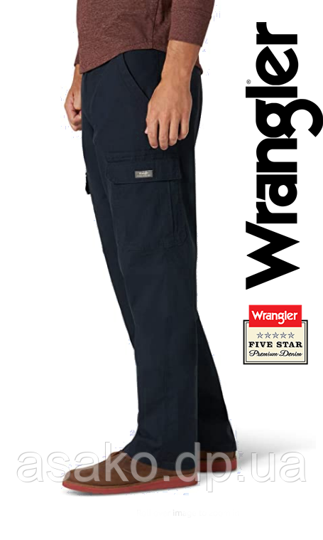 Штани карго чоловічі Wrangler® ZM7 Five Star Flex / темно-синій колір / вільний крій / пряма штанина / з США