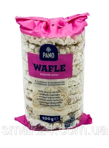 Рисові хлібці без глютену з бананом і кокосом Pano Wafle 100 г