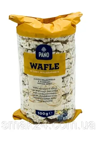 Рисові хлібці без глютену з коричневим рисом і злаками Pano Wafle 100 г