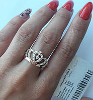 Серебряное кольцо с золотом и фианитами Корона 5