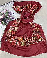 Женский весенний шарф-палантин с красивым цветочным узором
