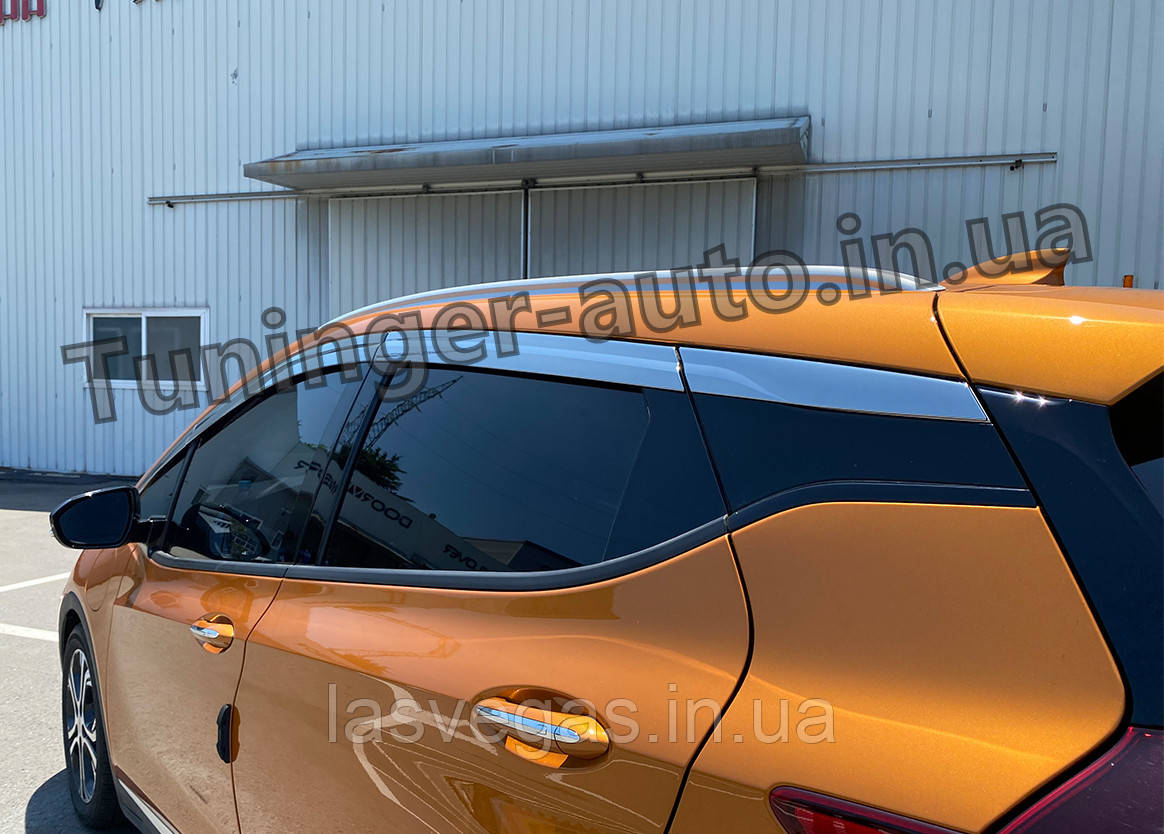 Дефлектори вікон, вітровики хромовані Chevrolet Bolt EV 2016 - 8шт. (Autoclover/E039)