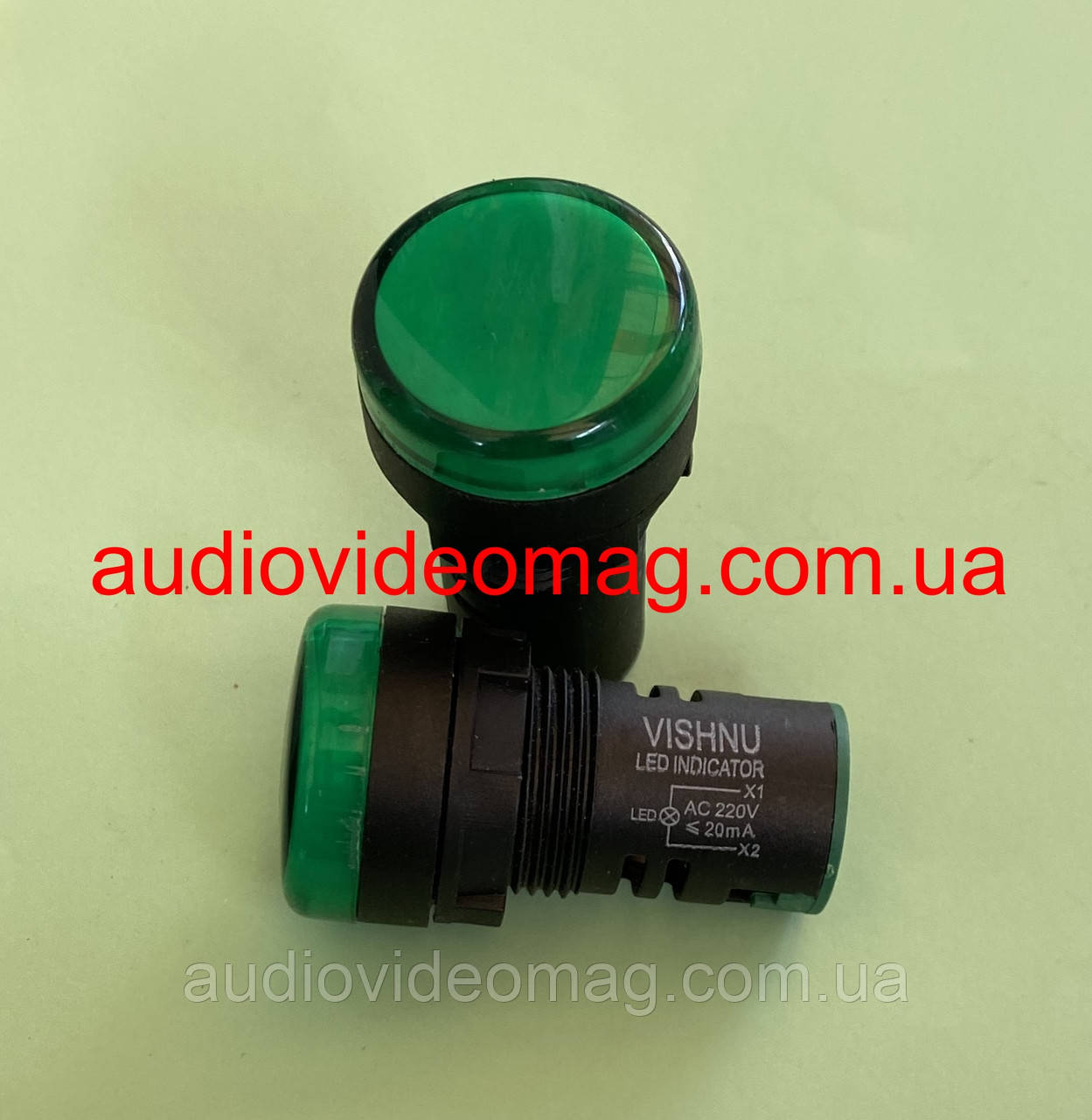 Сигнальна арматура AD16-22DS 220V, на панель, колір зелений, фото 1