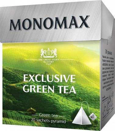 Чай зелений китайський листовий Мономах Exclusive Green Tea в пірамідках 20 х 1.5 м, фото 2