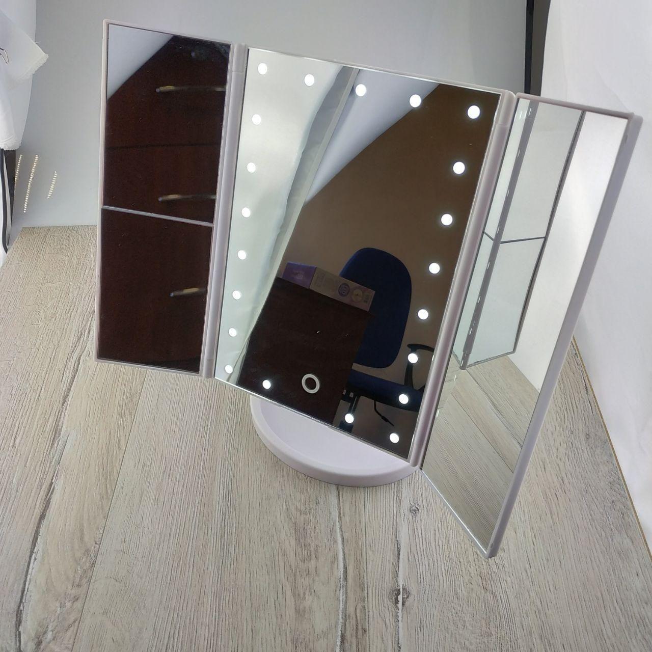 Дзеркало для макіяжу косметики з LED підсвічуванням Superstar Magnifying Mirror 22 біле