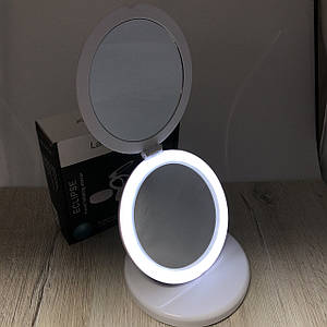 Кругле косметичне дзеркало з LED підсвічуванням і збільшенням 5х Large Led Дзеркало для макіяжу дорожнє