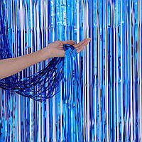 Шторка завіса з фольги для фотозон, СИНЯ 1х2 метра