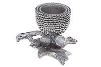 Декоративный подсвечник Желудь со стеклянной колбой, 12см, цвет - серебро