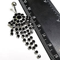 Прикраси для пірсингу пупка "Салют" із чорними кристалами. Медична сталь., фото 2