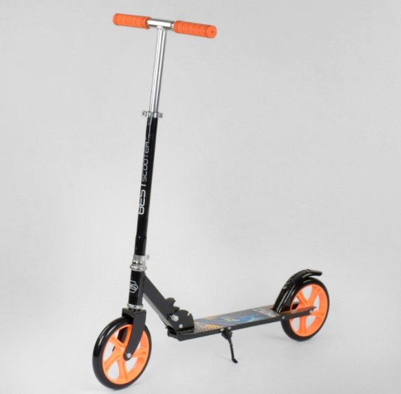 Двоколісний самокат Best Scooter 42714 ОРАНЖОВИЙ, колеса PU — 200 мм, довжина платформи 52 см