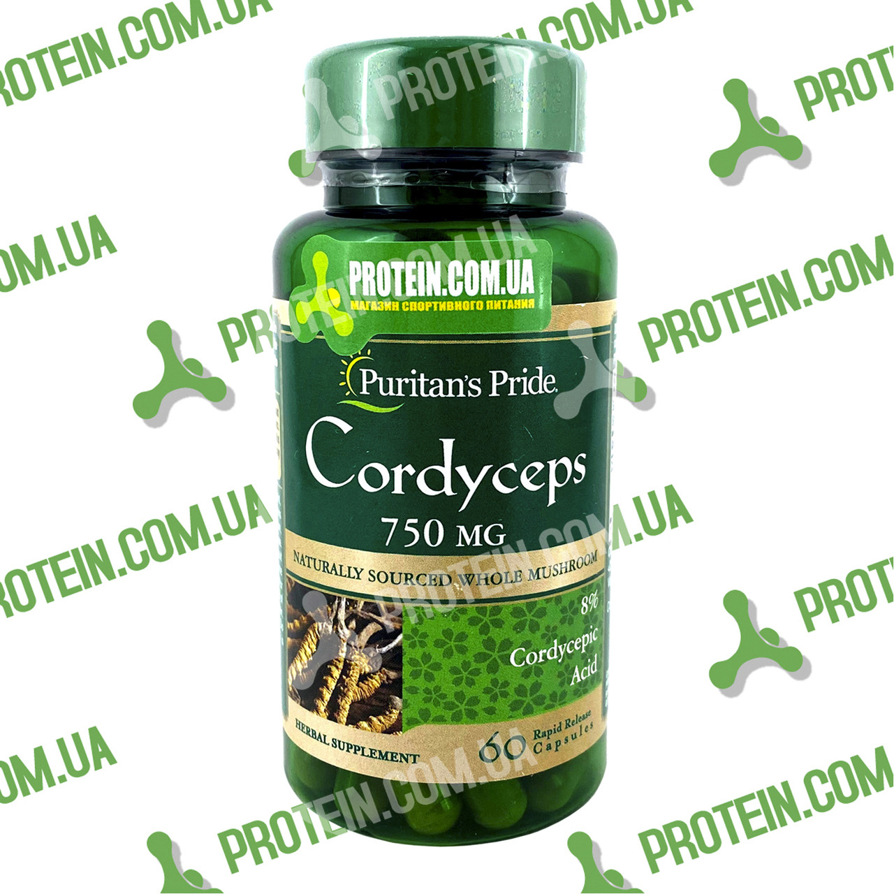 Імунітет Кордицепс Гриб Puritans Pride Cordyceps 750 мг 60 капс
