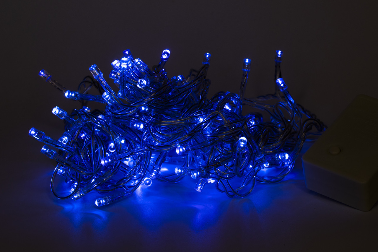 Світлодіодна новорічна гірлянда, 5 м, 100 л, 8 режимів, синій, IP44, LED (040452), фото 1