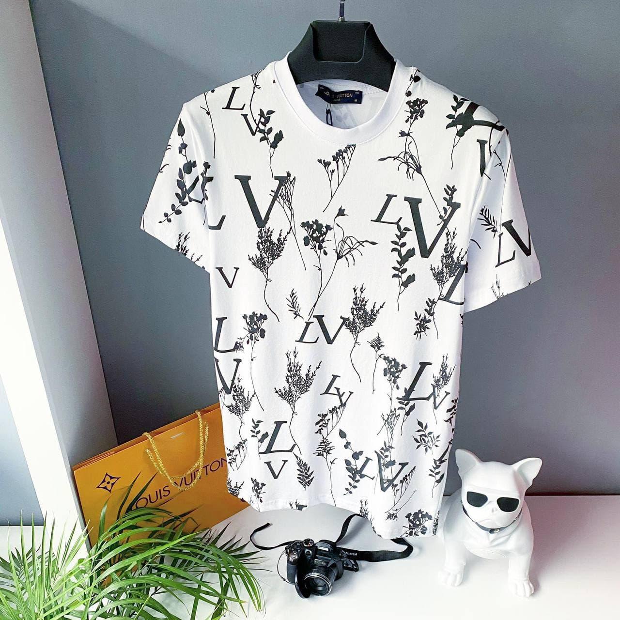 Футболка чоловіча повсякденна біла люкс якості брендова Louis Vuitton