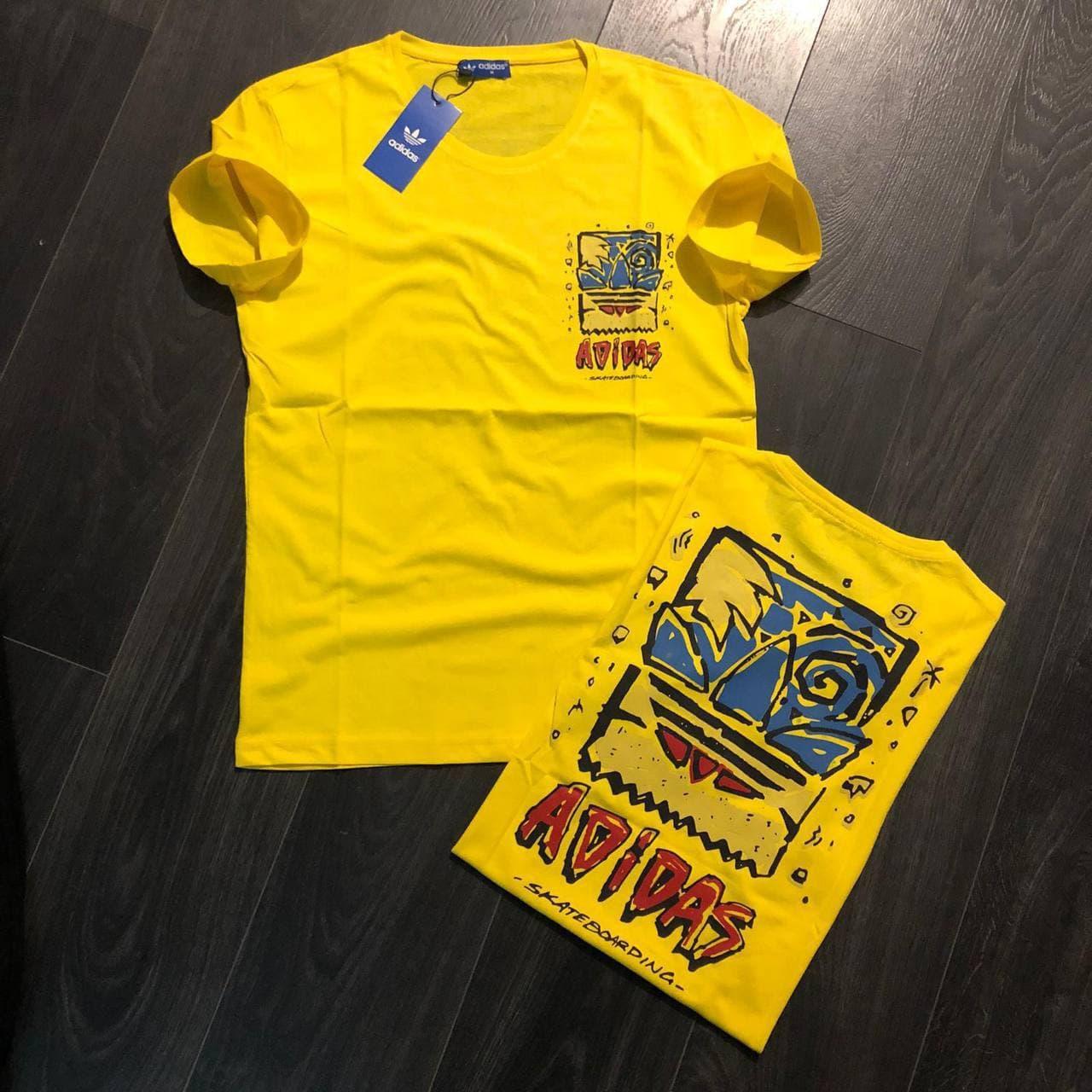 Футболка чоловіча жовта повсякденна брендова Adidas Yellow XL