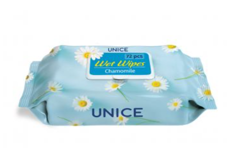 Вологі серветки UNICE Ромашка, 72 шт
