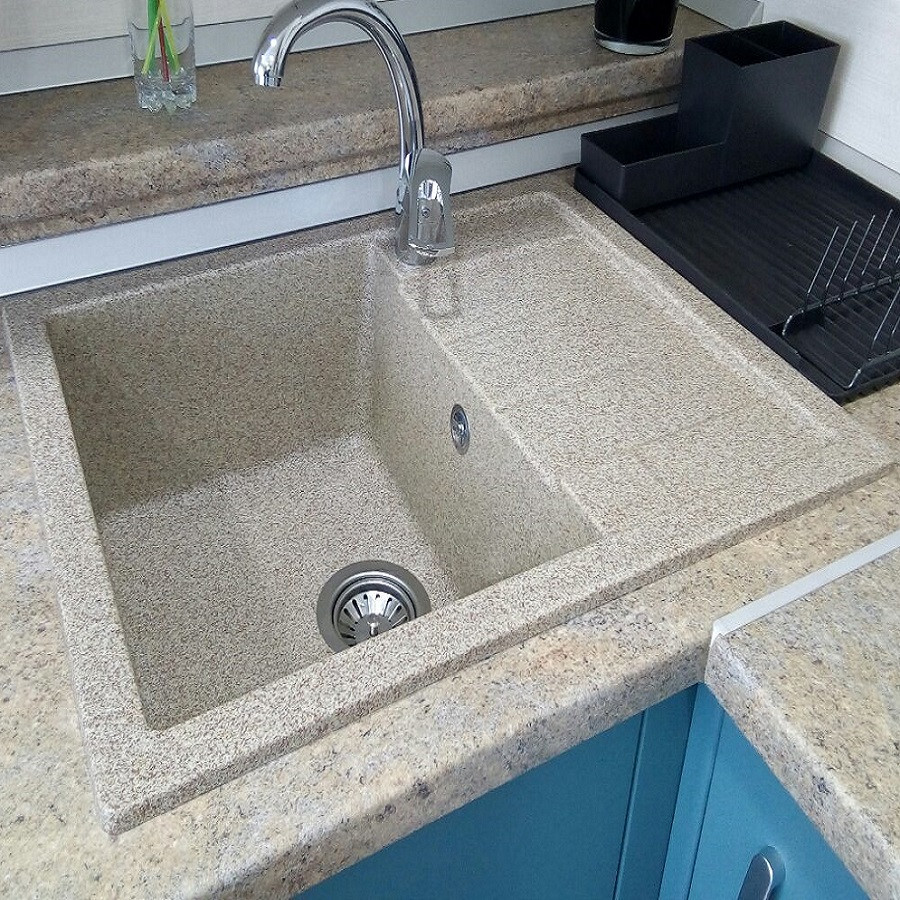Гранітна мийка Platinum 6550 LOTOS глянець карамель