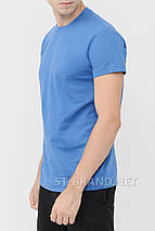48,50,52,54,56. Чоловіча однотонна футболка 100% бавовна, Узбекистан - блакитна, фото 2